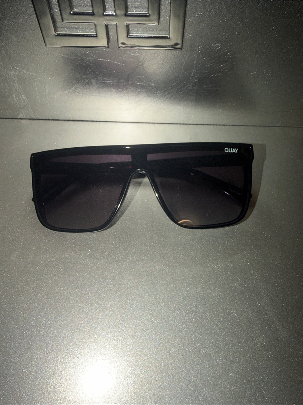 Quay Australia Black Oversized Shield Sunglasses with Gradient Lenses